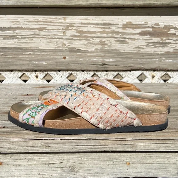 Free People Wildflowers Crossband Sandals Patched Kantha Women’s Size 9.5 - Picture 5 of 8